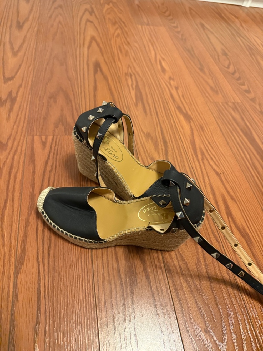 NEVER WORN Browns Black Studded Wedge Espadrille Sandals